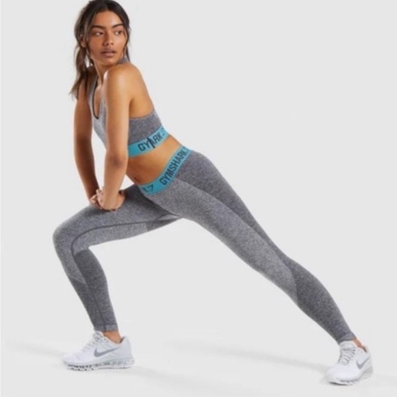 Gymshark Flex Women’s Leggings Teal/Charcoal Size Medium - Picture 1 of 10